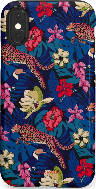 Casetastic Hoesje Geschikt voor Apple iPhone X/Xs - Stijlvolle Beschermende Duo-layer Case - Jungle parade