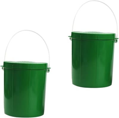 Wormen Emmer - Aas Bak - Vissen Lokaas - Ademende Ventilatie - 9.5x8.5x8.5cm - Groen