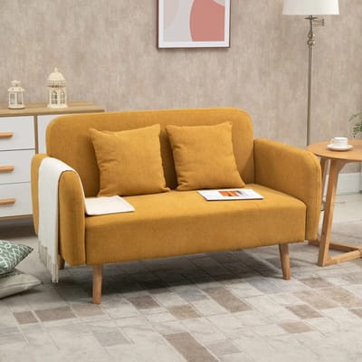 Sweiko 2 zits Bank - met 2 kussens - Fauteuil - 130 x 70 x 80 cm - Geel