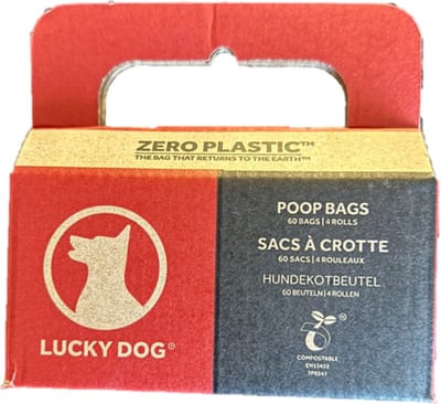 Lucky dog - Poep zakjes - 4 rollen - Nul micro plastics - 100% Biologisch afbreekbaar - Made from Plants