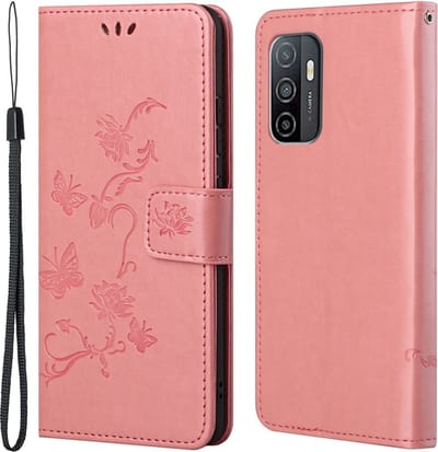 Coverup Hoesje - Geschikt voor Samsung Galaxy A33 Hoesje - Coverup Bloemen & Vlinders Book Case - Pink