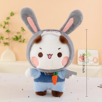 Schattig Anime Bubu Dudu Pluche Speelgoed—Gekleed in Konijnen- en Vossen Kostuums Kawaii Knuffeldier Koppelpop voor Vrienden Cadeau Kamer Decoratie