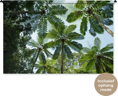 Wandkleed Jungle - Bomen en bladeren in jungle Wandkleed katoen 180x120 cm - Wandtapijt met foto XXL / Groot formaat!