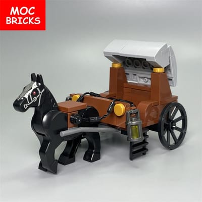Kit MOC Stenen Middeleeuwse Koets Koninklijke Prinses Paardenkar Kasteel Accessoires Bouwstenen Monteren Kinderspeelgoed black
