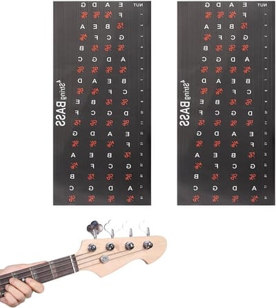 Papierstickers voor basgitaar: zelfklevende notenlabels voor basgitaren, eenvoudig aan te brengen, perfect voor muzikanten