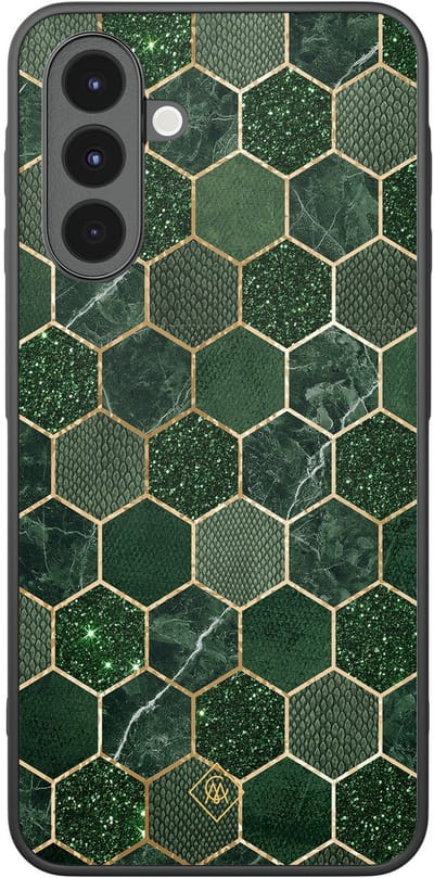 Casimoda® hoesje - Geschikt voor Samsung Galaxy A16 - Kubus Groen - Zwart TPU Backcover - Geometrisch patroon - Groen