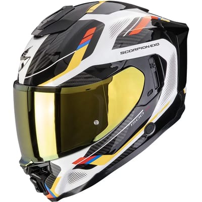 Scorpion EXO-1500 Sleek White Blue Yellow - Integraalhelm - Maat XL - Motorhelm - ECE 22-06 gekeurd