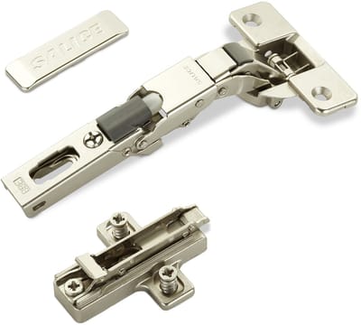 2 x Salice universeel potscharnier 110° Boorbeeld T48 met demping met kruismontageplaat Hoogte 6 mm excentrische aanpassing, Afdekking voor scharnierarm