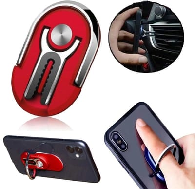 4-in-1 360° Flexibele Clip Telefoonhouder – Nano Suction Houder | Smartphone Stand | Ring Houder | Telefoon Button I Rood