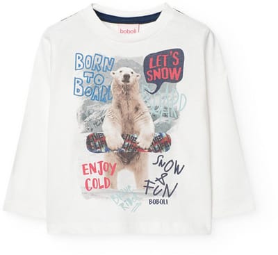 Boboli Knit T-shirt Met Lange Mouwen Wit 12 Months Jongens