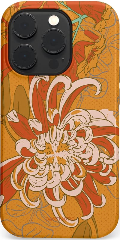 Casetastic hoesje geschikt voor Apple iPhone 14 Pro - MagSafe - Dubbellaagse bescherming - Bloemige lente - Fashion Case - Okergeel Terracotta Beige