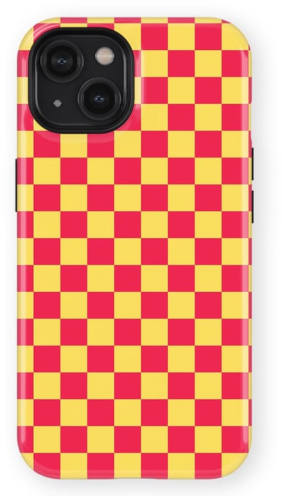 Design Hoesje geschikt voor iPhone 14 | Geschikt Voor Mag | Tiny Squares Checkered Print | Backcover geschikt voor iPhone 14 Cherry Checker