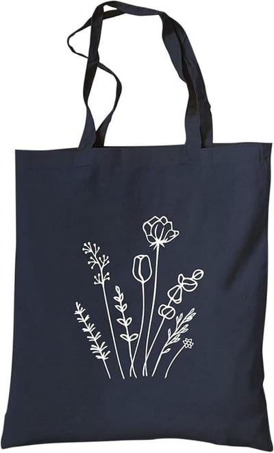 Jute tas - Stoffen tas - Boodschappen doen - Bloemenprint - 38 x 42 cm - Blauw