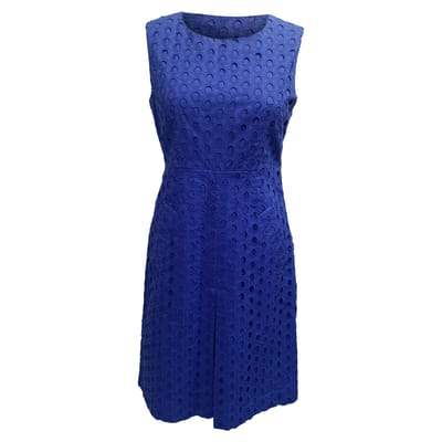 Diane von Furstenberg Oogjes Mini-Jurk in Blauwe Katoen