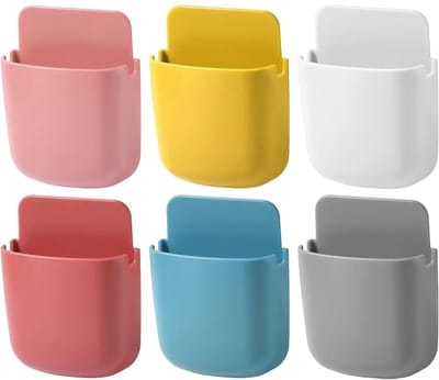 Telefoonhouder stopcontact - 6 Stuks - Afstandsbediening Houder - Opbergdoos voor wandmontage - organizer aan de muur - Muurhouder - Telefoon wandhouder - ABS - Zelfklevende - wand organizer - 2.5 x 8 x 11.5 cm
