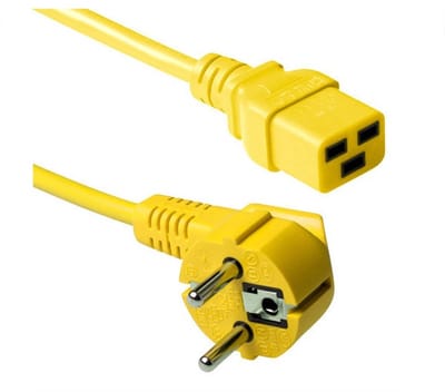 ACT Netsnoer Schuko CEE 7/7 male (haaks) - C19 IEC 60320 geel 0,6 m AK5179