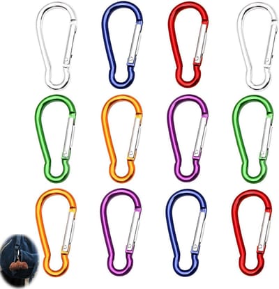 12 Stuks Mini Carabiner Haken, Aluminium Klimgereedschap voor Camping, Vissen, Wandelen en Reizen, Veelzijdige Sleutelhangers en Accessoires