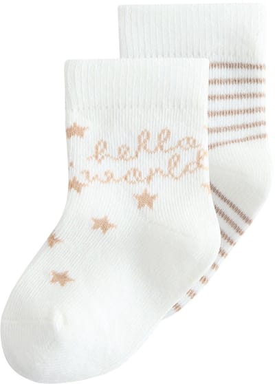 Next - Pasgeboren unisex - Set vna 2 paar Hello World babysokjes - Wit