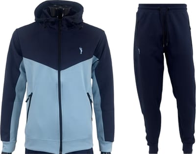 Hitman - Trainingspak Heren - Joggingpak Heren - Sportkleding Heren - Cadeau voor Man - Marine Blauw/Baby Blauw - Maat M