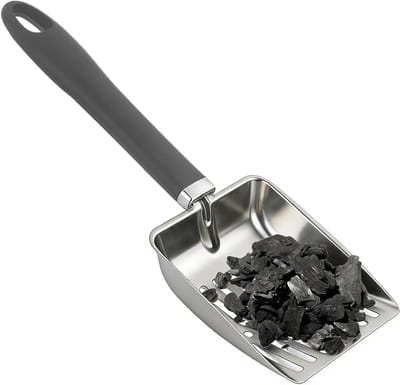 Aszeef Houtkachel - Vuurkorf Schep - Efficiënt Reinigen - Hittebestendig Staal - 32.5 cm - Zilver