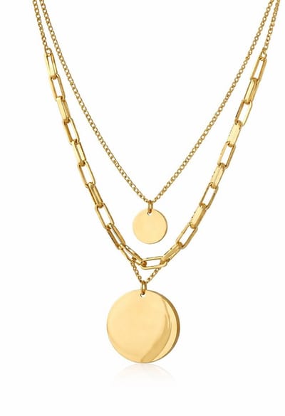 Drie Dubbele Ketting - Stainless Steel - Goudkleurig - Ronde Hanger - EmmyRovi - Moederdag Cadeau