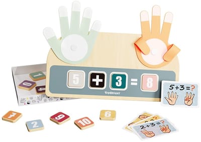 TopBright Finger Math Leren Tellen Speelgoed - Houten cijferblokjes - vanaf 3 jaar