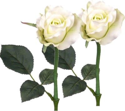 Top art Kunstbloem roos Alice de luxe - Set van 8x stuks - wit - 30 cm - kunststof steel - decoratie