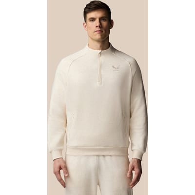 Heren Adapt Lange Mouwen Katoen Fleece Kwartrits Sweatshirt - Oatmeal Marl