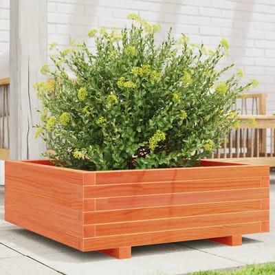 vidaXL - Plantenbak - 70x70x26,5 - cm - massief - grenenhout - wasbruin