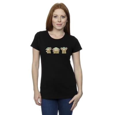 Star Wars Dames/Dames The Mandalorian Grogu Poses Katoenen T-Shirt (Zwart)