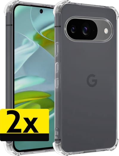 Hoesje - 2 Stuks - Geschikt voor Google Pixel 9 - Sterk & Shockproof - Siliconen Case - Back Cover - Telefoon Hoes Shock Proof - Telefoonhoesjes - Transparant