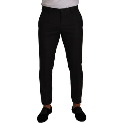 Dolce & Gabbana Heren Grijze Geruite Wol Formele Broek Dress Pants