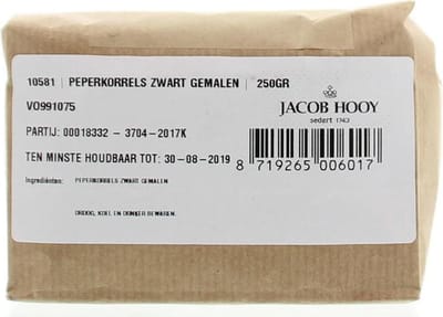Jacob Hooy Peper zwart gemalen 250 Gram