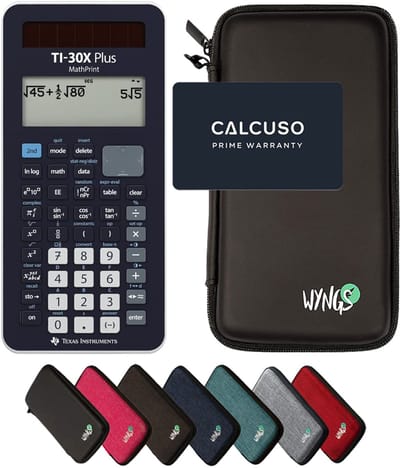 TI-30X Plus MathPrint incl. WYNGS Beschermhoes Zwart - Wetenschappelijke Rekenmachine - Basis Pakket