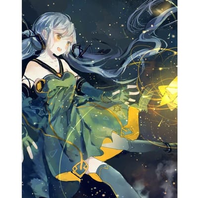 Peinture de diamant 5D, images de beauté d'anime par strass, icône de mosaïque, Kit rond complet 20X30CM bleu clair