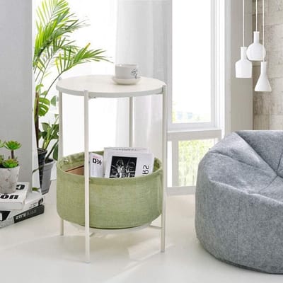 Salontafel met mand - Bijzettafel opbergmand - Woonkamer organiseren - Afneembare wasbare mand - Niet gespecificeerd - Zwart