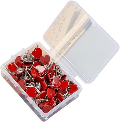 100Pcs Hart Vorm Metalen Push Pins Decoratieve Punaises Notice Board Tacks met Case Voor Kurk Board Bulletin Boards Hartvormige Duim Tacks