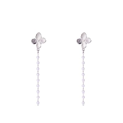 Go Dutch Label Oorknoppen leaf 'n pearls Zilver