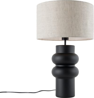 QAZQA alisia - Design Tafellamp met kap - 1 lichts - H 60 cm - Grijs - Woonkamer | Slaapkamer | Keuken