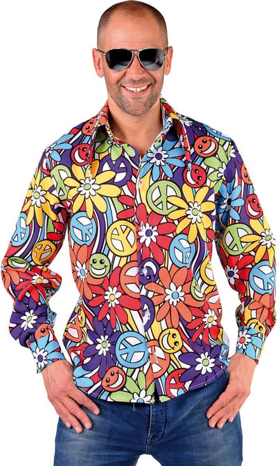Magic Design Verkleedblouse Hippie Smile Polyester Maat S