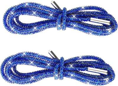 Glitterende Rhinestone Veters, 2 Stuks Glanzende Trekkoorden voor Sneakers en Hoodies, Diepblauw en Stijlvol