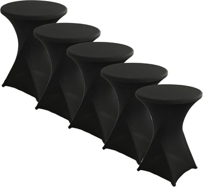 Statafelhoezen Set - Elastische Bartafel - Feestelijke Decoratie - Versterkte Voetzone - Ø 60-65 cm - Zwart