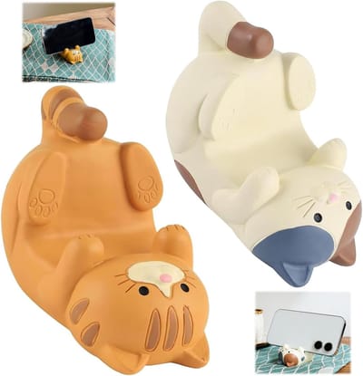 Grappige Kat Hoofdtelefoonhouder - Schattige Telefoonhouder voor Mobiele Telefoons, Geschikt voor Bureau en Tafel, Perfecte Accessoire voor Dierenliefhebbers
