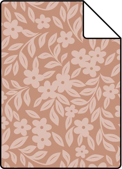 Proefstaal ESTAhome behang bloemetjes terracotta roze - 26.5 x 21 cm - 131445-S