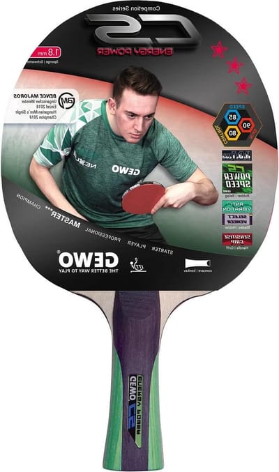 Professioneel tafeltennisbatje ITTF-goedgekeurd racket - coating met hoge rotatie-eigenschappen - concaaf handvat - 18 mm spons - rood-zwart