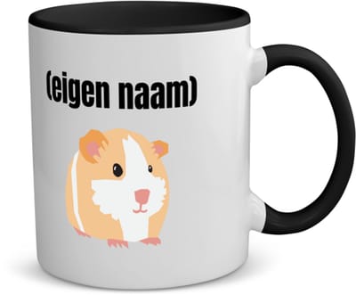 Akyol - cavia met eigen naam koffiemok - theemok - zwart - Cavia - iemand die cavia's heeft - cavia liefhebber - dieren - cadeau - verjaardag - kado - - 350 ML inhoud