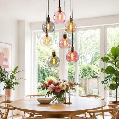 LumenXL - LumenXL - Eetkamer hanglamp Liya - 7-lichts - Gekleurd glas - E27