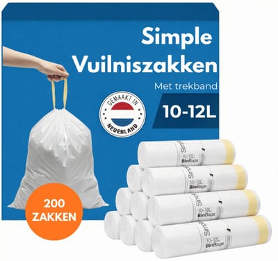 Simple Vuilniszakken 10-12 liter - 10 Rollen x 20 Stuks - Geschikt Voor Brabantia Code C - Brabantia Vuilniszakken C - Brabantia 12L - Afvalzakken 10 liter - Poubelle 12L - Geproduceerd in Nederland