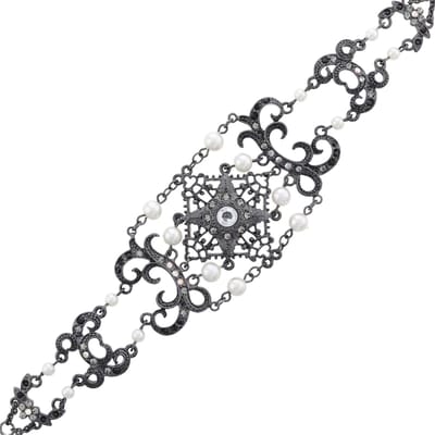 Behave - Vintage armband zilverkleur parels steentjes - Klassiek chic