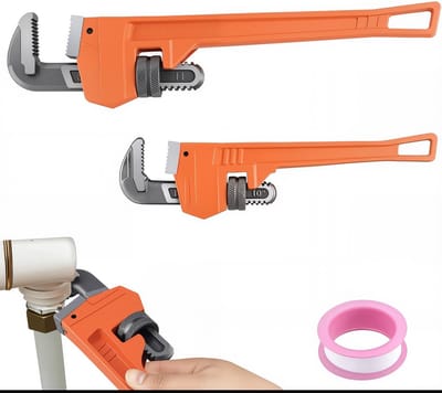 Dailygoods- Pijpsleutel 2 Stuks - Verstelbaar - Koolstofstaal - 35 x 6 cm - Voor Toilet/Keuken - Geschikt voor Komgootsteen - Sleutel